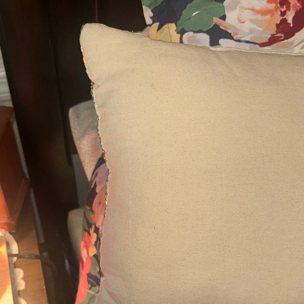 Embroidered Cream Decorative Throw Pillow